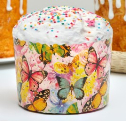 Изображение Форма бумаж. кулич БАБОЧКИ ЦВЕТНЫЕ 134/100 мм